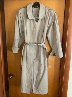 Vintage British Mist Belted Trench Coat Khaki Beige Size 10